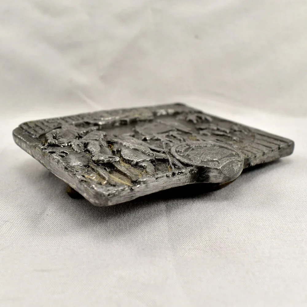 Vintage Belt Buckle 1985 Historic Fort Dodge Dragoons USA Made Silver‎ Color